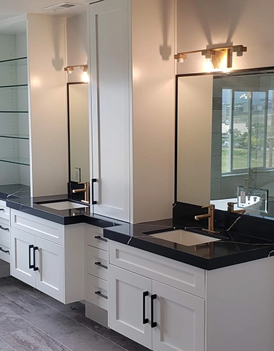 custom bathroom cabinets and countertops